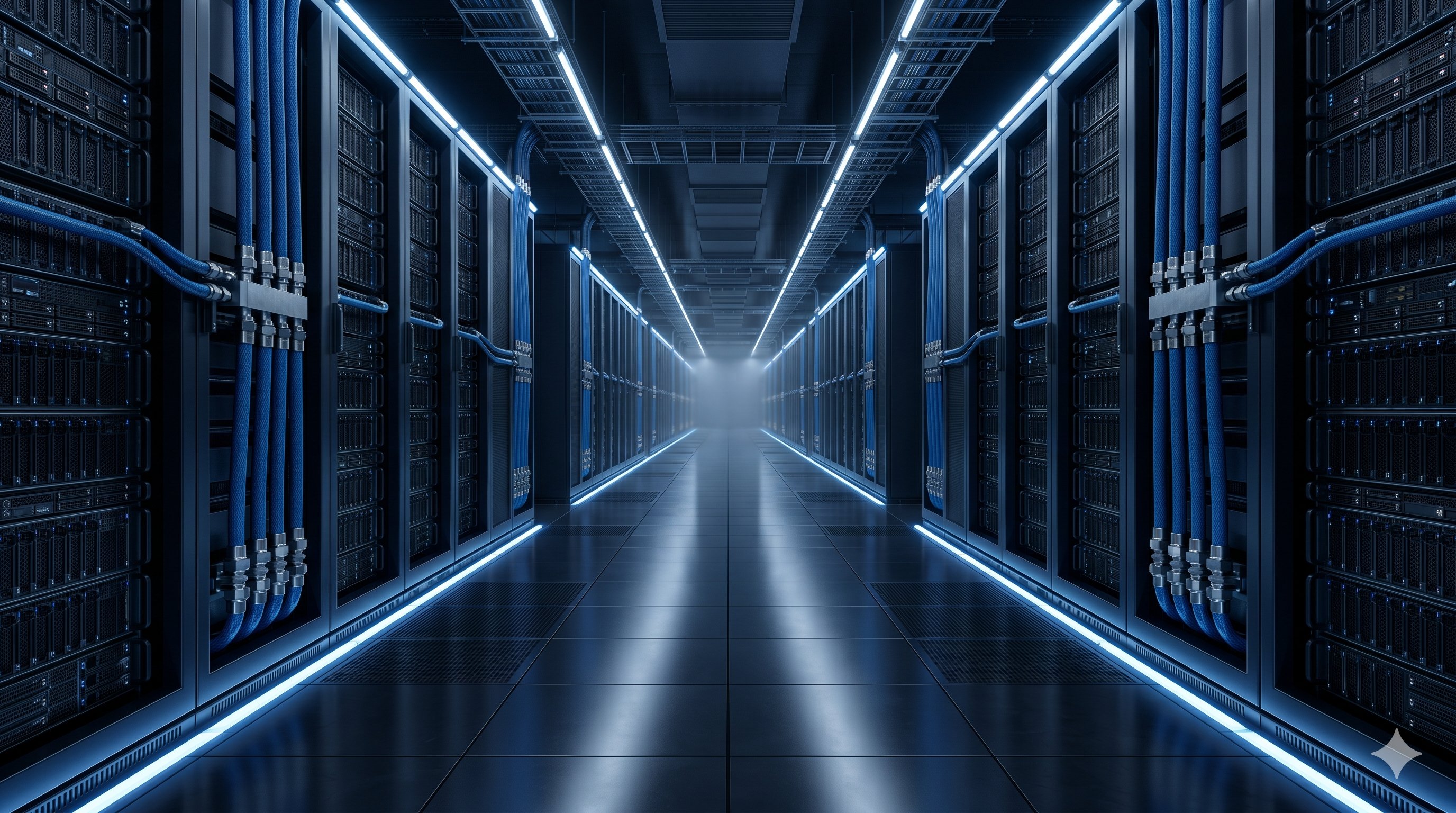 AI data center with liquid cooling infrastructure